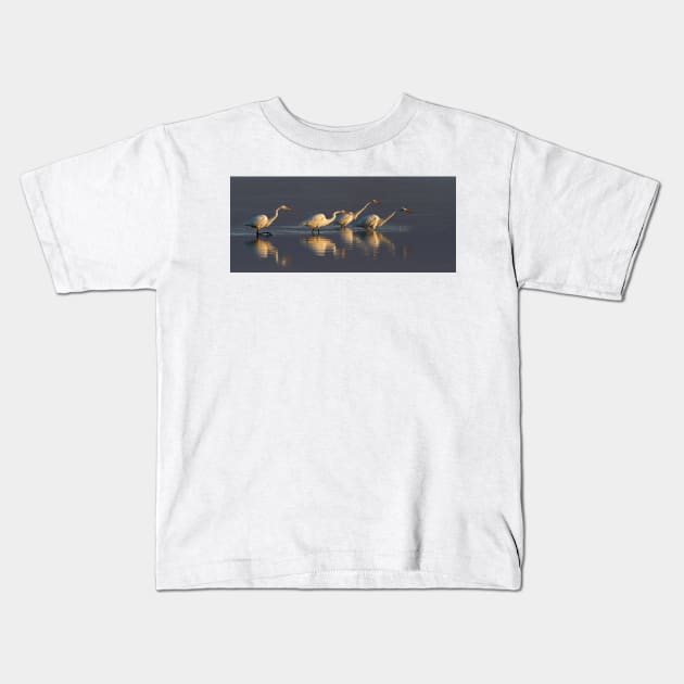 Fishing - Great Egrets Kids T-Shirt by Jim Cumming